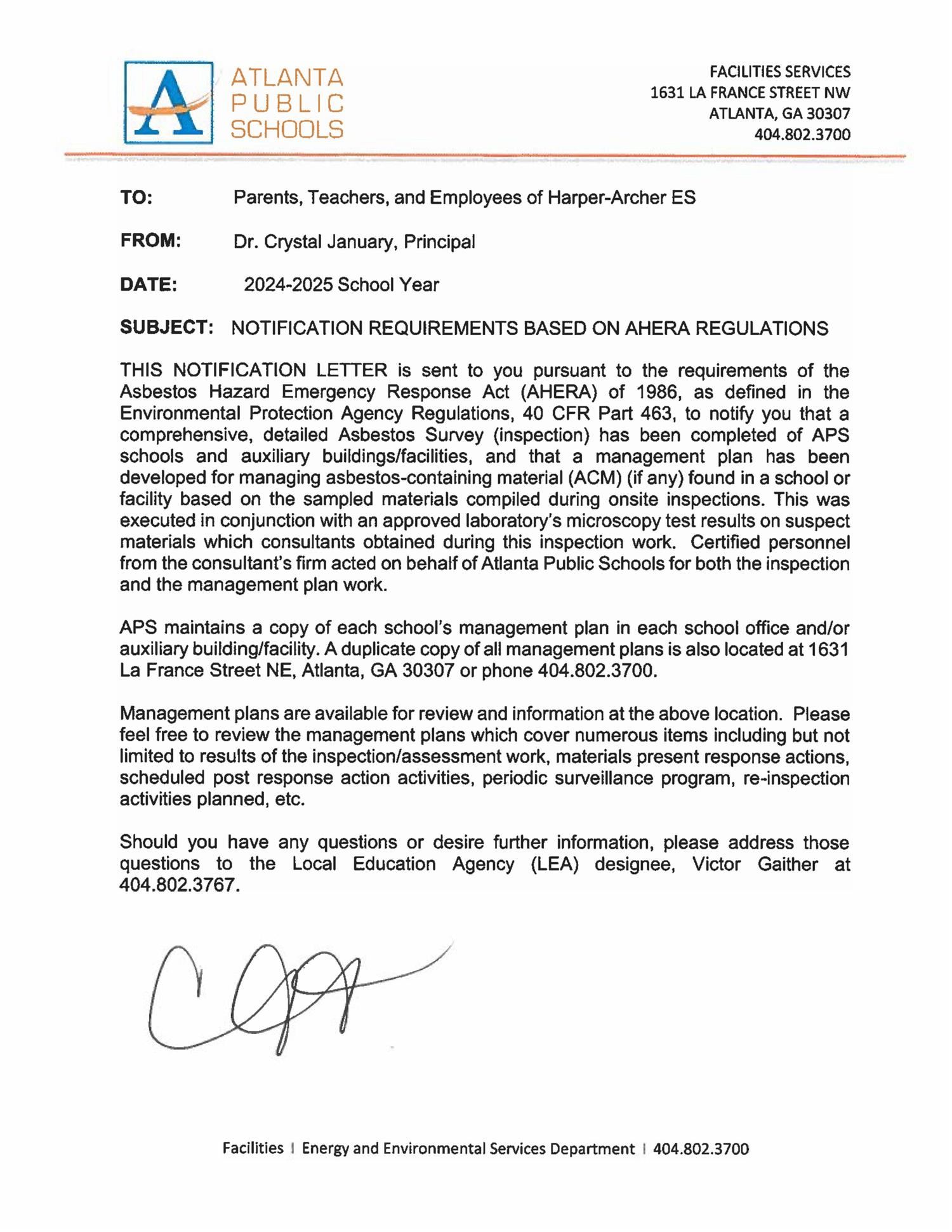  AHERA Regulations Notifications